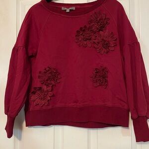 Anthropologie Red Floral Sweatshirt